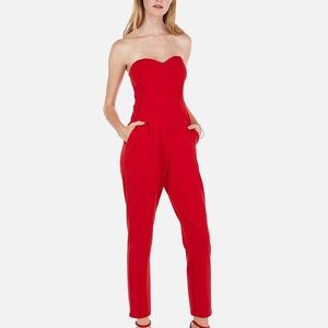 Express Strapless Red Jumpsuit